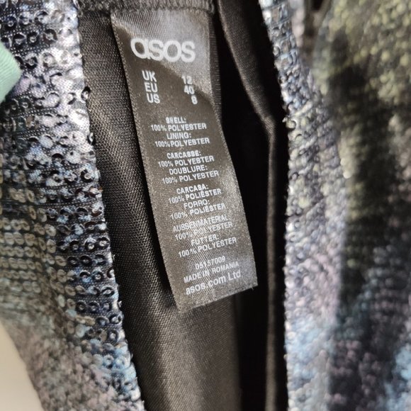 ASOS Sequin Multicolor Print Sleeveless Party Dress Size 8 - Picture 10 of 10
